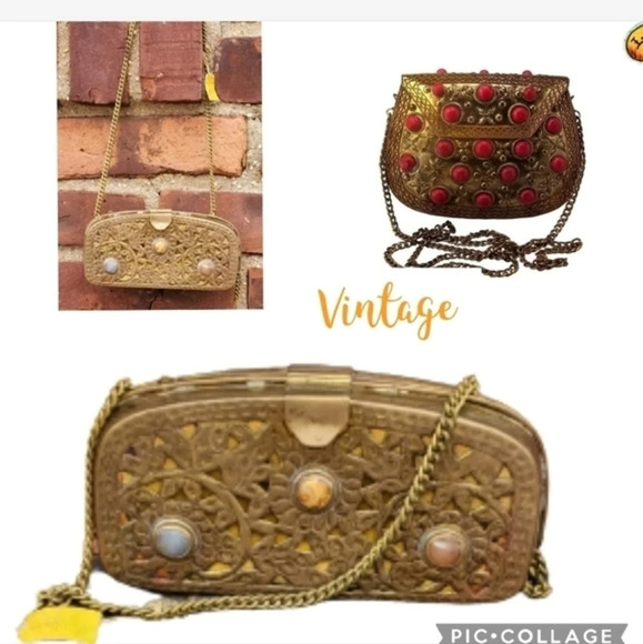 Vintage Brass and inset Stone ‎ Evening Bag - Picture 1 of 10